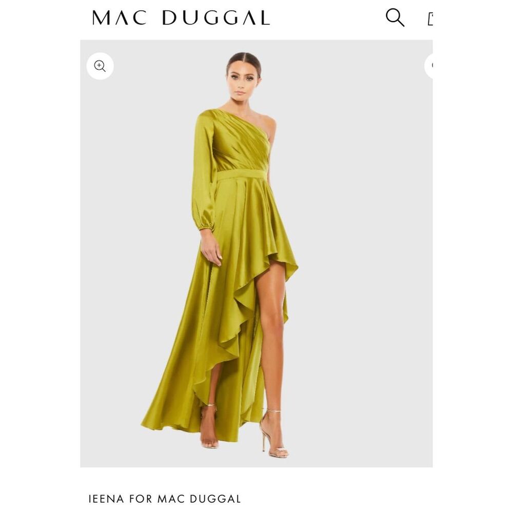 Mac Duggal High Low Dress in Olive Green